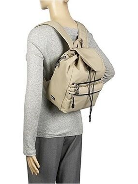 Derek Alexander Nylon Flap Backpack Beige Khaki Organizers Lightweight